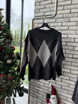 Argyle Desenli Kazak -Gri