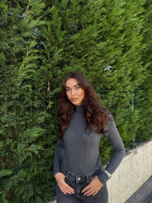 Antrasit Dik Yaka Yünlü Yumuşak İnce Dokulu