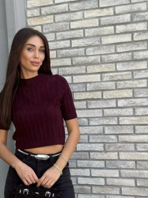 Kısa Kollu Triko - Bordo