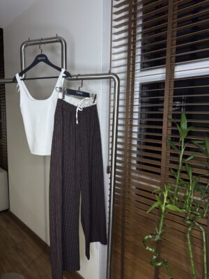 Çift Bel Pantolon - Kahve