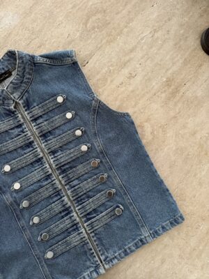 Apoletli  Denim Yelek