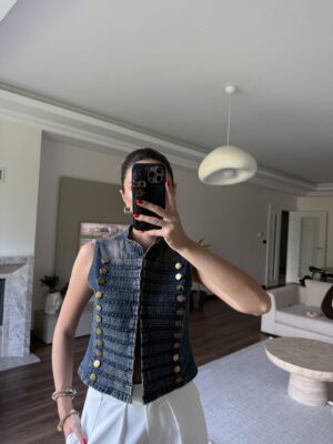 Napolyon Eskitme Denim  Yelek
