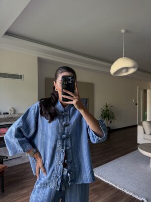 Japon Düğmeli Denim Takım