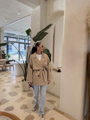 Oversize Düşük Omuz Kısa Trenç