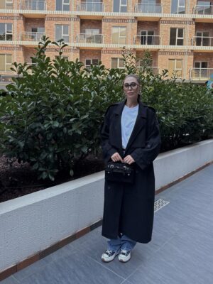 Oversize Düşük Omuz trençkot